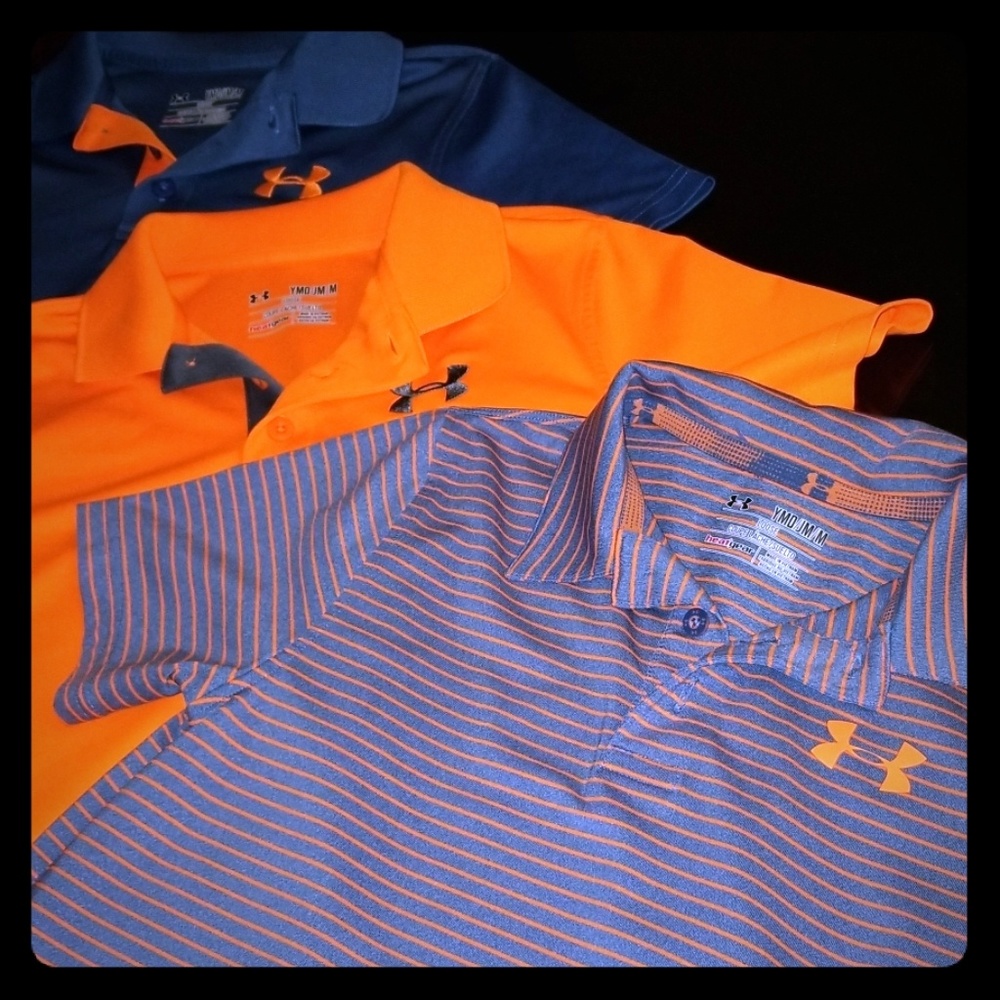 Lot of 3 Under Armour UA Golf Shirts boys M 10/12
